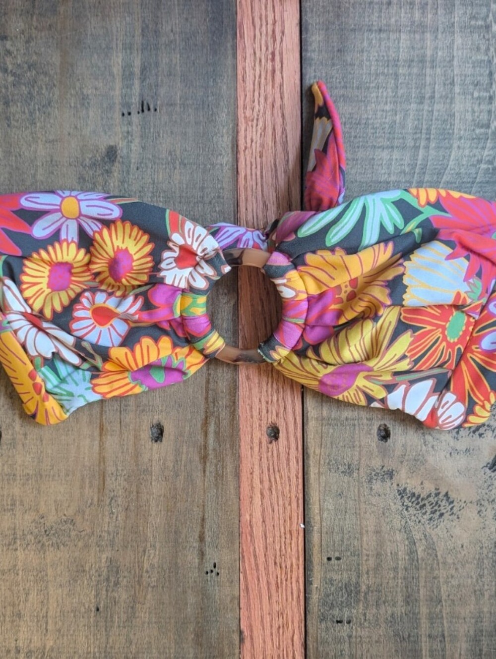 Montce Swim Janeane Floral Bandeau Strapless  Bikini Top Size M